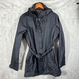 Columbia womens small Hooded Raincoat Dark Blue Water Resistant Jacket Small